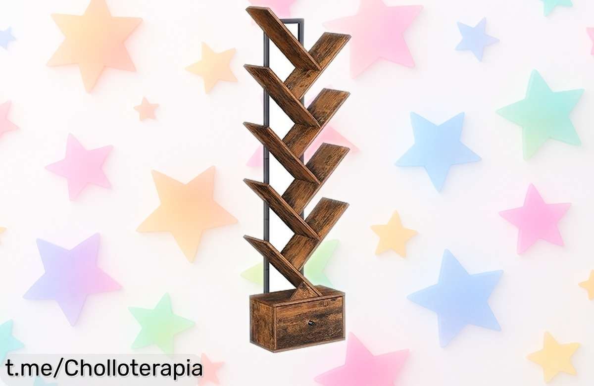 Estantería en forma de árbol HOOBRO con cajón secreto, ideal para organizar tus cosas y dar un toque vintage a tu hogar. ¡No te pierdas este super chollo antes de que se agote!