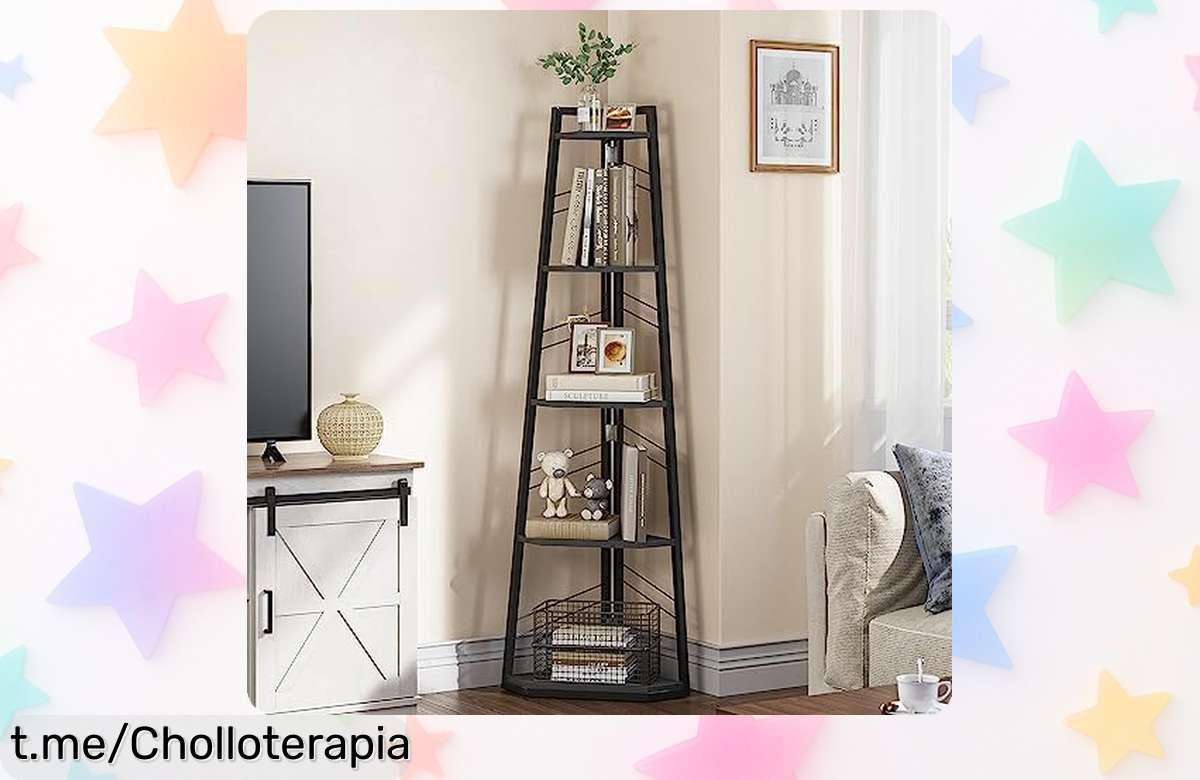 Estantería esquinera industrial YITAHOME de 5 niveles: aprovecha cada rincón con estilo a un precio súper rebajado y dale vida a tu hogar ¡no te quedes sin la tuya!