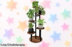 Estantería para plantas Bamworld de madera, ¡ofertón irresistible! Dale un toque especial a tu rincón verde con este precio loco y no te quedes sin el tuyo, que vuelan rápido.