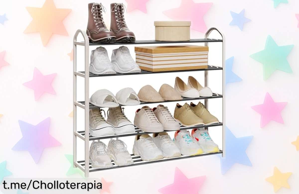Estantería para zapatos WOLTU de 5 niveles, ideal para tu entrada o dormitorio; un ofertón práctico que te ayudará a mantener todo en orden y con poco espacio. ¡No la dejes escapar!