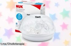 Esterilizador a vapor Nuk para microondas: limpia 4 biberones en solo 4 minutos, un super chollo que protege la salud de tu bebé. ¡No te quedes sin el tuyo y actúa ya!