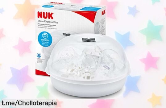 Esterilizador a vapor Nuk para microondas: limpia 4 biberones en solo 4 minutos, un super chollo que protege la salud de tu bebé. ¡No te quedes sin el tuyo y actúa ya!
