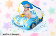 Flotador inflable Ninonly para bebés con sombrilla y seguridad total, ¡super chollo que hace del verano una diversión asegurada! No te quedes sin el tuyo.