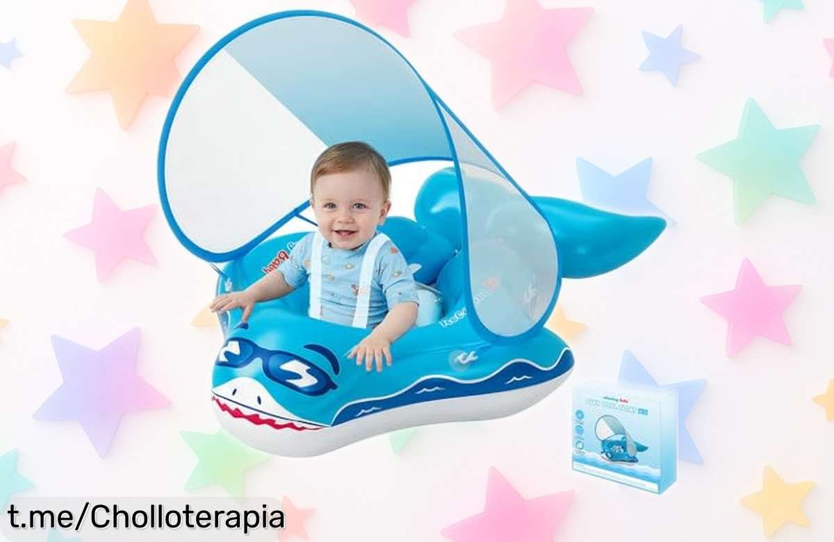 Flotador para bebés Oziral con parasol UPF 50+, súper seguro y divertido, ¡un ofertón que tus peques no se querrán perder en este verano caliente!