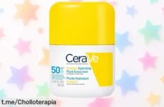 Fluido protector hidratante CeraVe SPF50 para tu piel, ¡ofertón increíble! Una protección ligera y no grasosa que te hará lucir radiante cada día. No dejes pasar esta oportunidad única.
