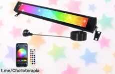 Foco LED RGB Indmird 50W para interior y exterior, cambia de color con la música y aguanta lluvia: ¡ofertón que no puedes dejar pasar! Monta el ambiente ideal ahora mismo.