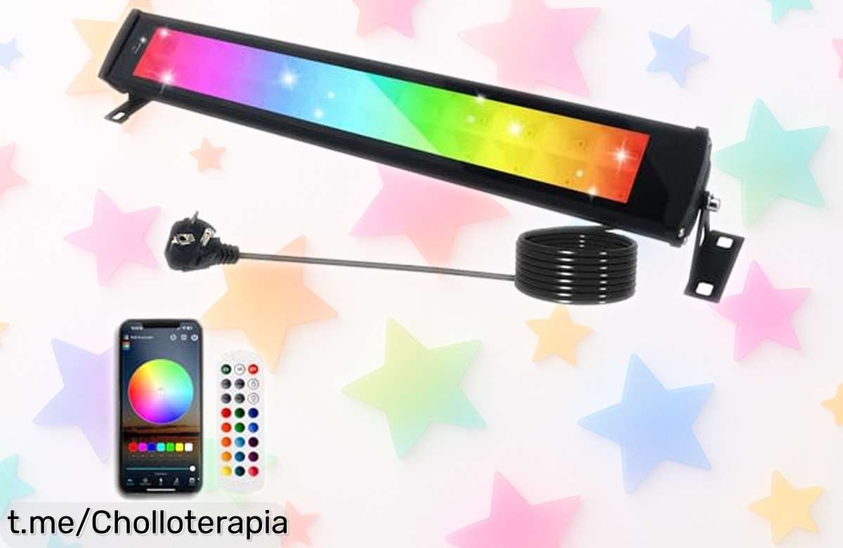 Foco LED RGB Indmird 50W para interior y exterior, cambia de color con la música y aguanta lluvia: ¡ofertón que no puedes dejar pasar! Monta el ambiente ideal ahora mismo.