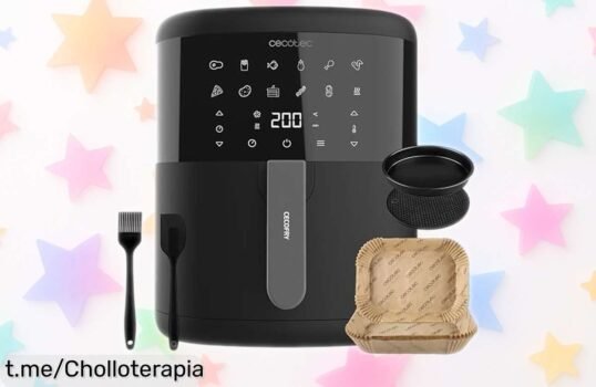 Freidora de aire Cecotec Cecofry Bombastik 6000 con 6 litros y 12 modos, ¡ofertón para cocinar fácil y rico con poco aceite! Aprovecha este chollo antes que se acabe.