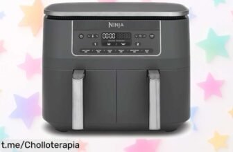 Freidora de aire Ninja DZ300EU con dos compartimentos, ¡un ahorro brutal en luz y crujiente delicioso que no querrás perderte! Haz clic ya y disfruta de este tremendo chollo.