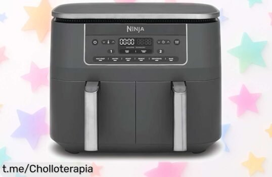 Freidora de aire Ninja DZ300EU con dos compartimentos, ¡un ahorro brutal en luz y crujiente delicioso que no querrás perderte! Haz clic ya y disfruta de este tremendo chollo.