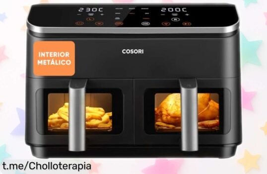 Freidora de aire grande Cosori con doble cesta para disfrutar platos rápidos y deliciosos, ¡rebajado en un chollo irresistible que no querrás dejar escapar!