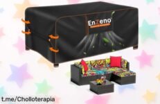 Funda para muebles de jardín Enzeno: super impermeable, resistente al viento y fácil de usar. ¡Aprovecha este ofertón antes que se agote y protege tu mesa con estilo!
