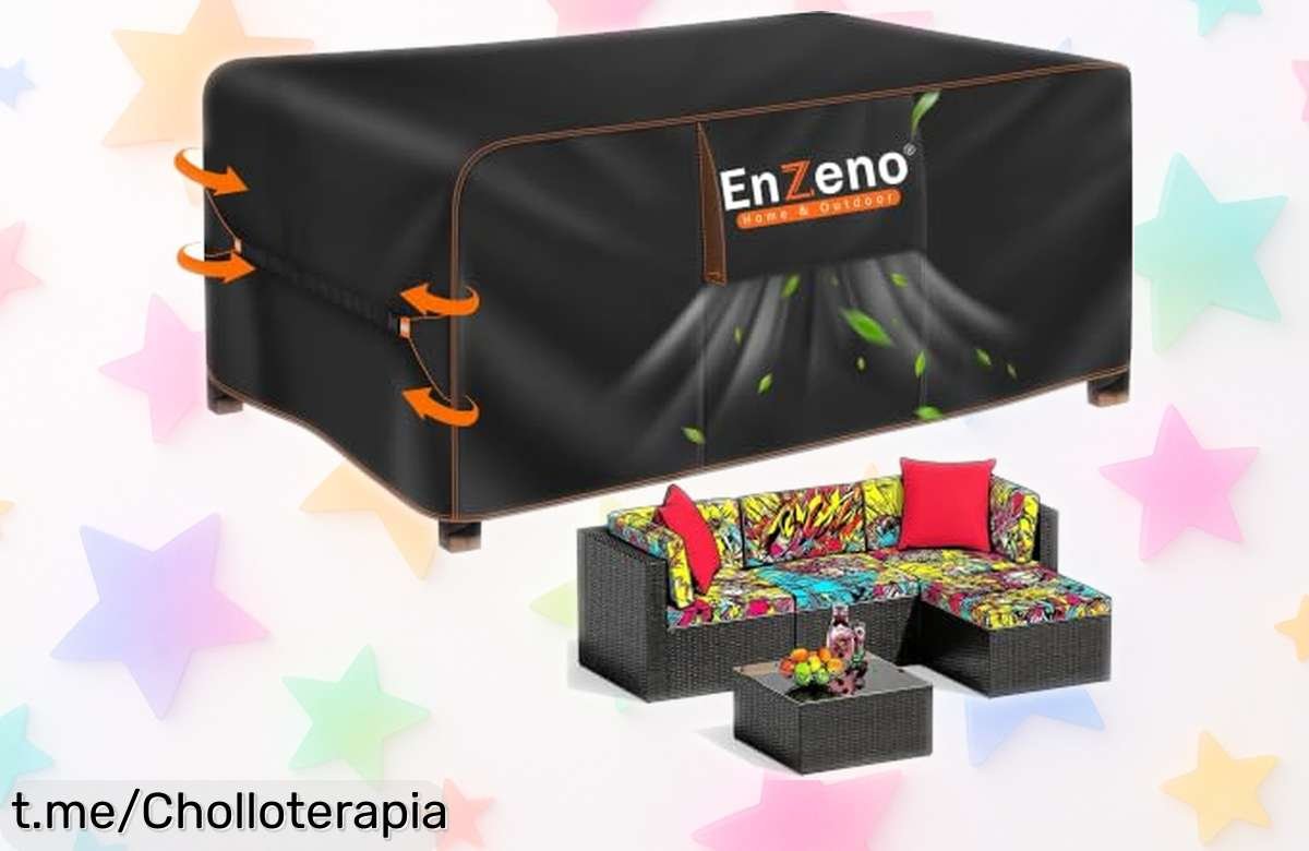 Funda para muebles de jardín Enzeno: super impermeable, resistente al viento y fácil de usar. ¡Aprovecha este ofertón antes que se agote y protege tu mesa con estilo!