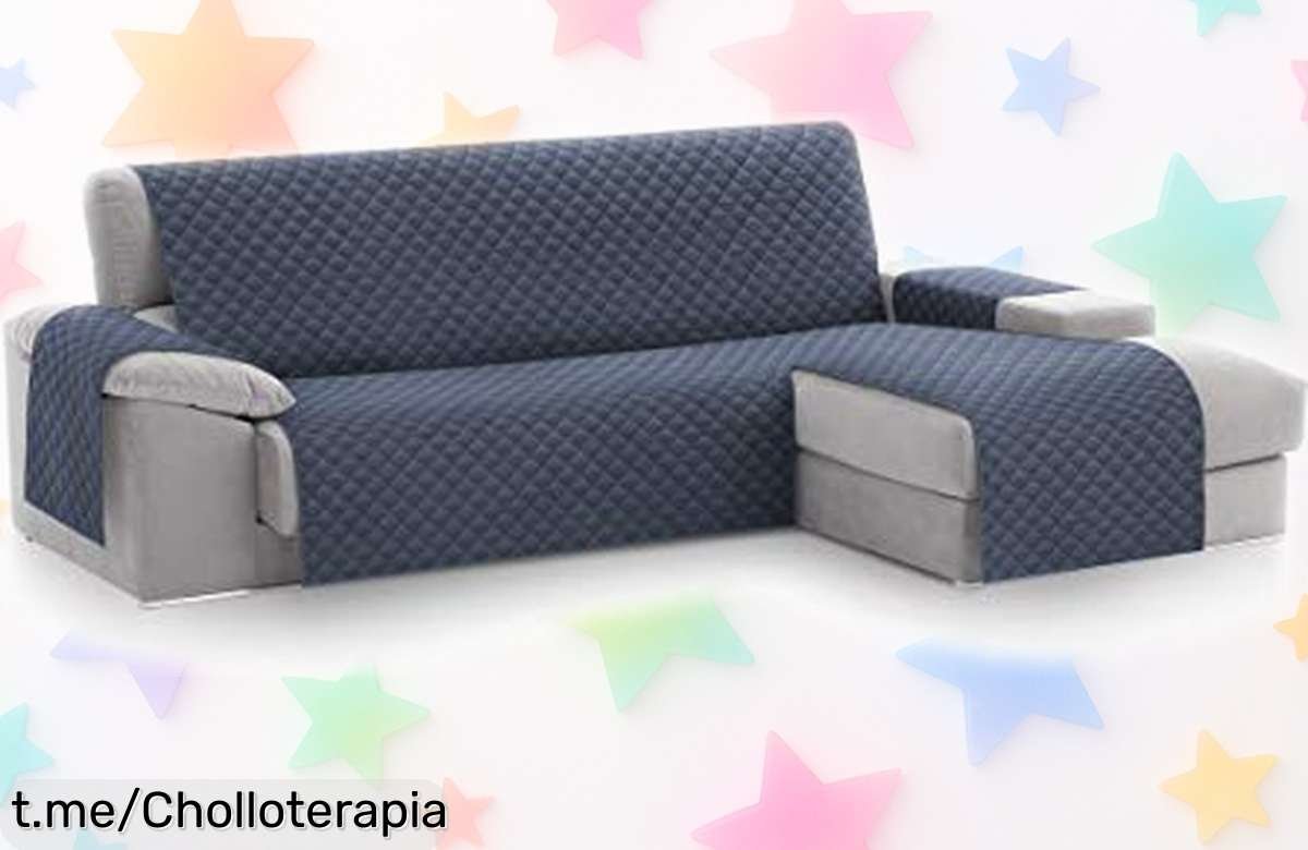 Funda para sofá chaise longue Textilhome Malu que elimina manchas y pelos con un precio tan bajo que te hará sonreír, ¡no dejes pasar este chollo espectacular ya!