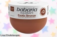 Gelatina bronceadora Babaria Exotic Bronze con aceite de coco: ¡bronceado intenso desde la primera aplicación a un precio tirado! No te quedes sin ella.