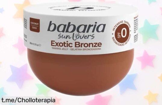 Gelatina bronceadora Babaria Exotic Bronze con aceite de coco: ¡bronceado intenso desde la primera aplicación a un precio tirado! No te quedes sin ella.