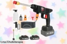Hidrolimpiadora a batería 21V MAX con dos baterías: limpieza potente y rápida para coche, jardín y terraza, toda una oportunidad que no te puedes dejar escapar. ¡Hazla tuya ahora!