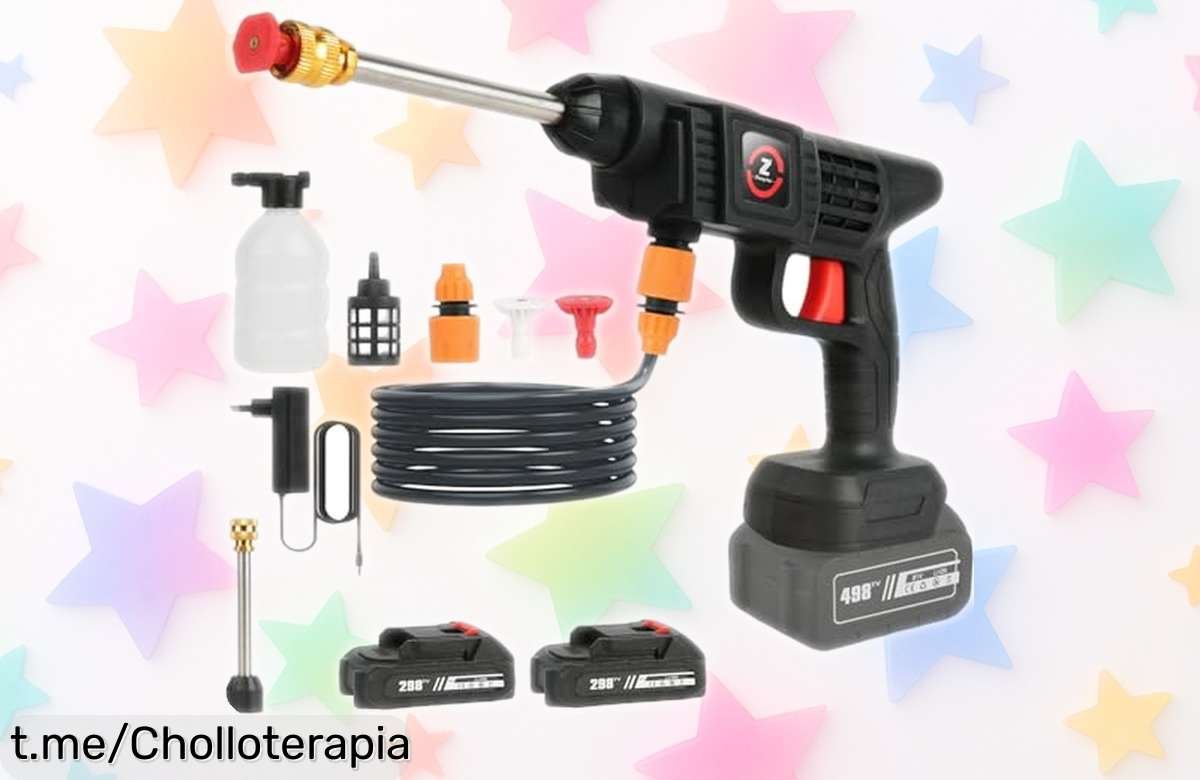Hidrolimpiadora a batería 21V MAX con dos baterías: limpieza potente y rápida para coche, jardín y terraza, toda una oportunidad que no te puedes dejar escapar. ¡Hazla tuya ahora!