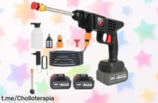Hidrolimpiadora a batería 21V con doble pila y boquilla mágica para dejar coche y jardín impecables, ¡ahora a un precio de locura! Aprovecha esta oportunidad antes que se agote.