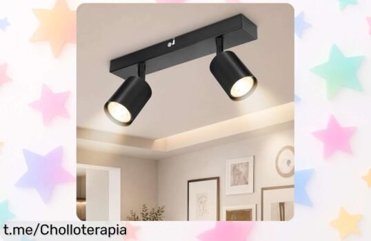Ilumina tu hogar con la moderna lámpara Dehobo de 2 focos giratorios a un precio regalado, ¡dale el toque que tus espacios merecen y no te quedes sin ella!