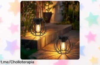 Ilumina tus noches con estos farolillos solares de metal Dehobo, precio rebajado del pack de 2. ¡Dale un toque vintage a tu jardín y disfrútalo hoy mismo!