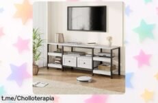 Impactante mueble para TV con diseño industrial, 2 cajones y espacios para todo lo que amas, aprovecha este ofertón único que embellecerá tu salón ¡No te quedes sin el tuyo!