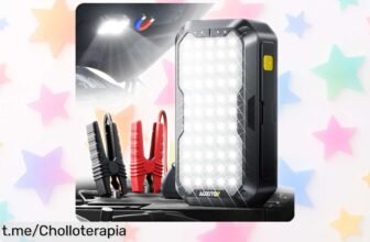 Impresionante arrancador de coches AUXITO 5000A con luz LED brillante y carga para móvil, ¡aprovecha el súper chollo y nunca más te quedes tirado!