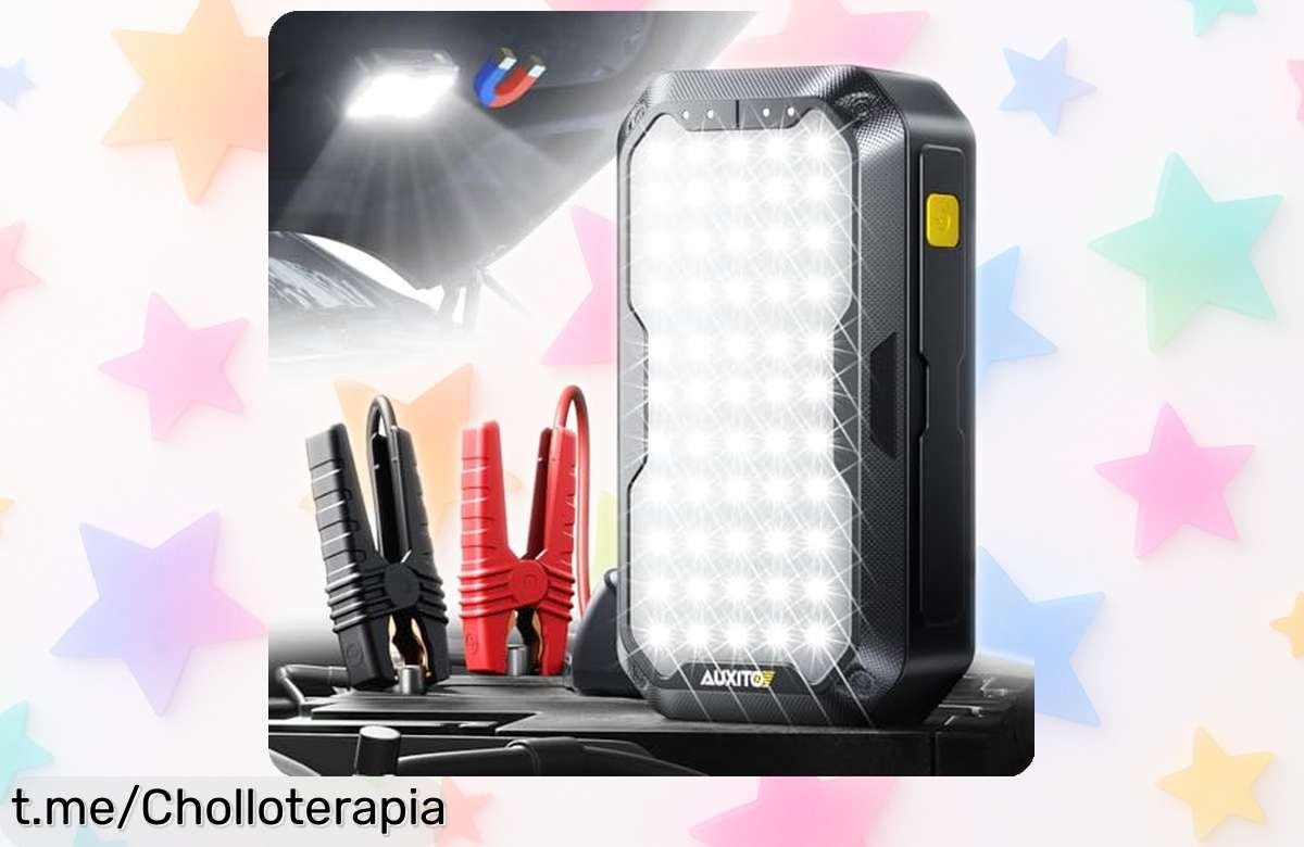 Impresionante arrancador de coches AUXITO 5000A con luz LED brillante y carga para móvil, ¡aprovecha el súper chollo y nunca más te quedes tirado!