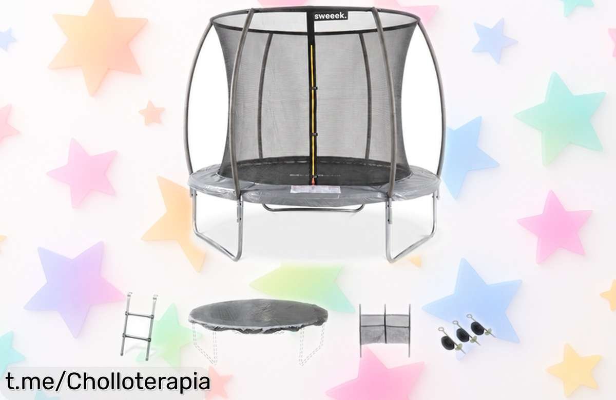 Impresionante cama elástica de 250cm con red interior y accesorios a un precio regalado, ¡diversión segura para los peques que no te puedes perder!