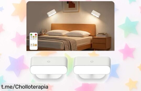 Impresionante pack de 2 apliques de pared con mando a distancia y luz ajustable que iluminan cualquier rincón. ¡Aprovecha este precio irrepetible y dale un toque único a tu hogar ya!