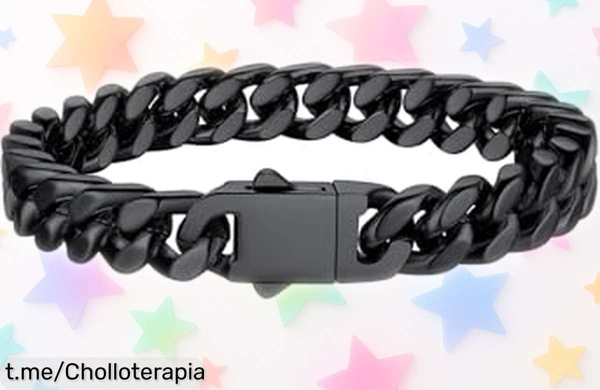 Impresionante pulsera de cadena cubana Bestyle en acero negro a un precio de escándalo, ¡lleva contigo el estilo Miami que todos quieren! No lo pienses más, hazla tuya ya.
