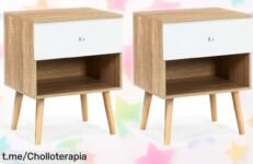 Impresionantes mesitas de noche Emmie de IDMarket con estilo nórdico a un precio locazo que transforma tu habitación en un espacio ordenado y acogedor. ¡No te lo pierdas!