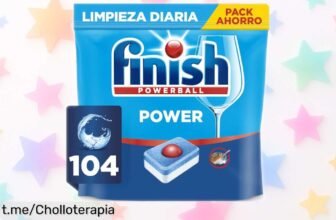 Impresionantes pastillas Finish Power All in 1 para lavavajillas, ¡104 unidades que dejarán tus platos brillando! Este chollo no se repite, no lo dejes escapar.