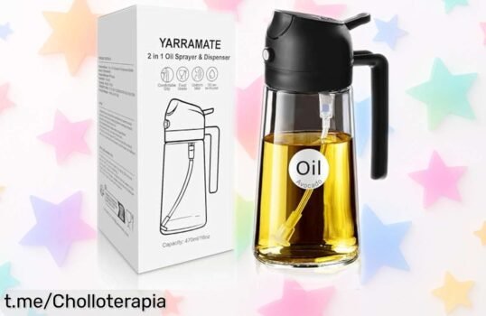 Increíble botella dispensadora de aceite YARRAMATE 2 en 1, ¡rebajada a un precio loco! Cocina y rocía con precisión lo que necesitas para disfrutar más tus comidas.