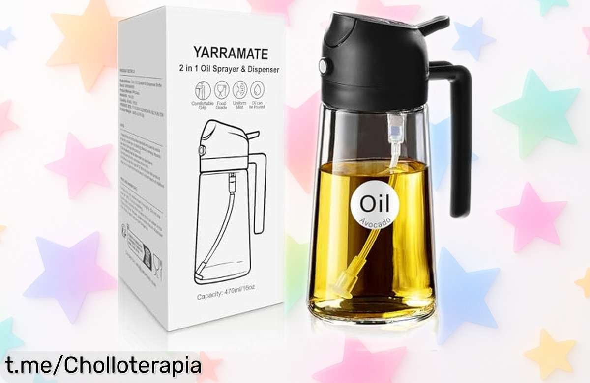 Increíble botella dispensadora de aceite YARRAMATE 2 en 1, ¡rebajada a un precio loco! Cocina y rocía con precisión lo que necesitas para disfrutar más tus comidas.