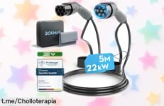 Increíble cable de carga rápida tipo 2 Bokman, ¡rebajado y listo para que cargues tu coche eléctrico en un pispás! Dale potencia a tus viajes antes de que se acabe esta oferta.