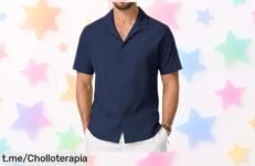 Increíble camisa guayabera de manga corta para hombre en un ofertón que no puedes dejar escapar; prepárate para lucir genial y fresquito en cualquier momento.