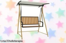 Increíble columpio de jardín Outsunny para dos personas, estructura resistente y toldo que se ajusta al sol. ¡Montaje fácil y precio rebajado, aprovecha este chollazo!