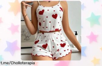 Increíble conjunto de pijama para mujer: ¡suave, fresquito y con estampado de amor a un precio que deslumbra! Renueva tu ropa de dormir antes que se agote.