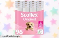 Increíble mega pack de 96 rollos de papel higiénico Scottex Original, suavidad y resistencia inigualables a un precio loco que no podrás dejar pasar. ¡Cómpralo ya y olvídate de preocupaciones!