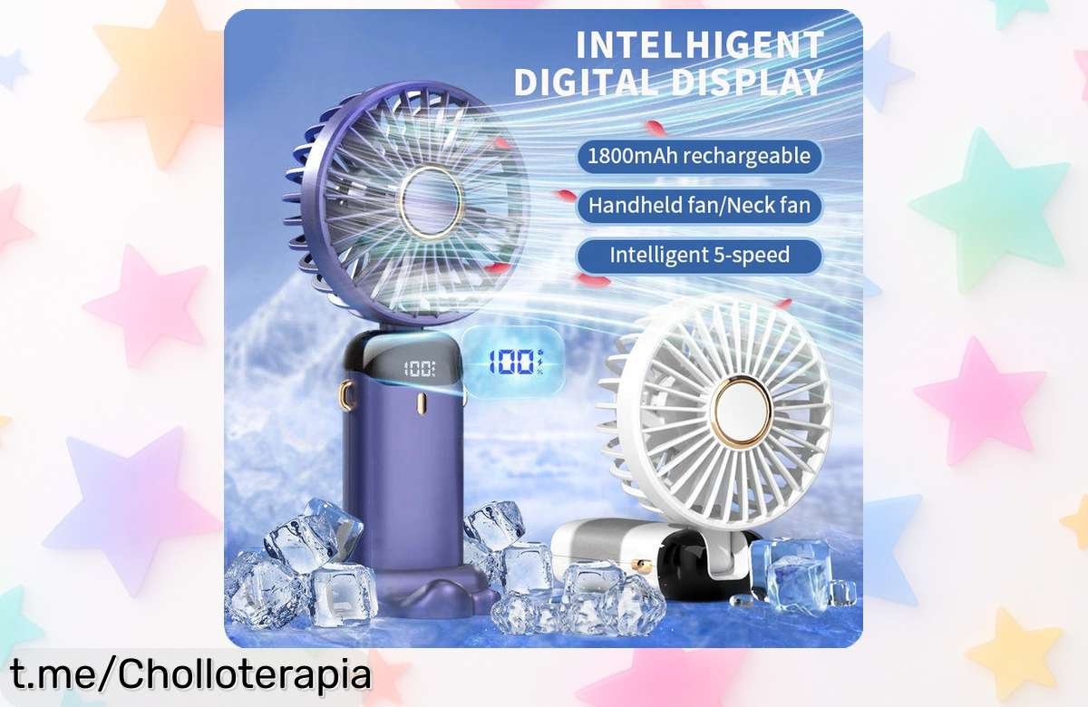 Increíble mini ventilador de mano recargable, ideal para llevar a todas partes – ¡precio irreal que se va volando! No te quedes sin el tuyo y disfruta del frescor dondequiera que vayas.