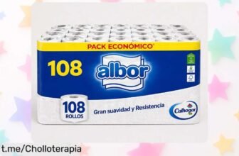 Increíble pack de 108 rollos de papel higiénico Colhogar Albor, suave y resistente a un precio regalado que no puedes dejar pasar. ¡Haz tu hogar más cómodo hoy!