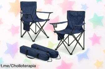 Increíble pack de 2 sillas plegables para camping con respaldo y portavasos, ahora a un precio que parece magia: ¡el chollazo que necesitas para disfrutar al aire libre ya!