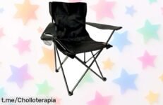 Increíble silla plegable de playa y camping con estructura resistente y lona impermeable, un ofertón que no puedes dejar escapar para disfrutar al máximo tus días al aire libre.