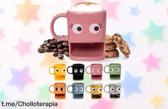 Increíble taza de cerámica Fisura con espacio para tus galletas, un regalo divertido y una oferta que hará sonreír tu desayuno ¡No te quedes sin ella!
