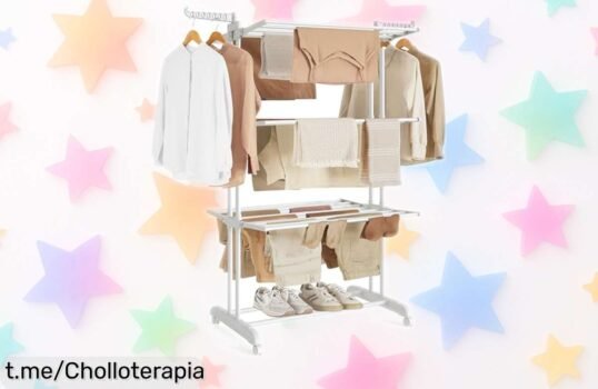 Increíble tendedero plegable SONGMICS de 4 niveles con alas y ruedas: ¡te lo llevan a casa por un precio regalado, rápido de montar y sin complicaciones!