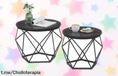 Juego de 2 mesas auxiliares redondas VASAGLE con diseño moderno a un precio loco que hará brillar tu salón. ¡No dejes pasar esta oportunidad única y transforma tu espacio ahora!