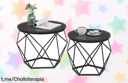 Juego de 2 mesas auxiliares redondas VASAGLE con diseño moderno a un precio loco que hará brillar tu salón. ¡No dejes pasar esta oportunidad única y transforma tu espacio ahora!