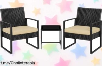 Juego de mesa y sillas para terraza Yaheetech: ¡oferta increíble! Disfruta del aire libre con este set resistente al agua a un precio que no creerás, dale vida a tu jardín ahora.