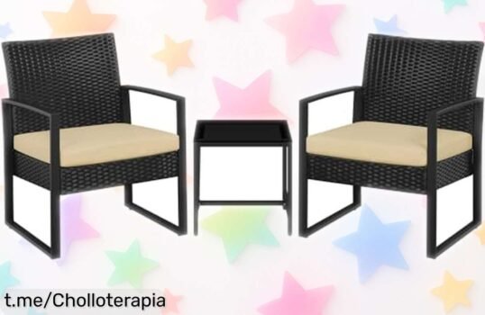 Juego de mesa y sillas para terraza Yaheetech: ¡oferta increíble! Disfruta del aire libre con este set resistente al agua a un precio que no creerás, dale vida a tu jardín ahora.